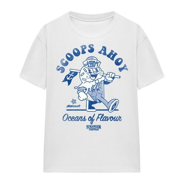 Stranger Things Womens Scoops Ahoy Retro T-Shirt - White