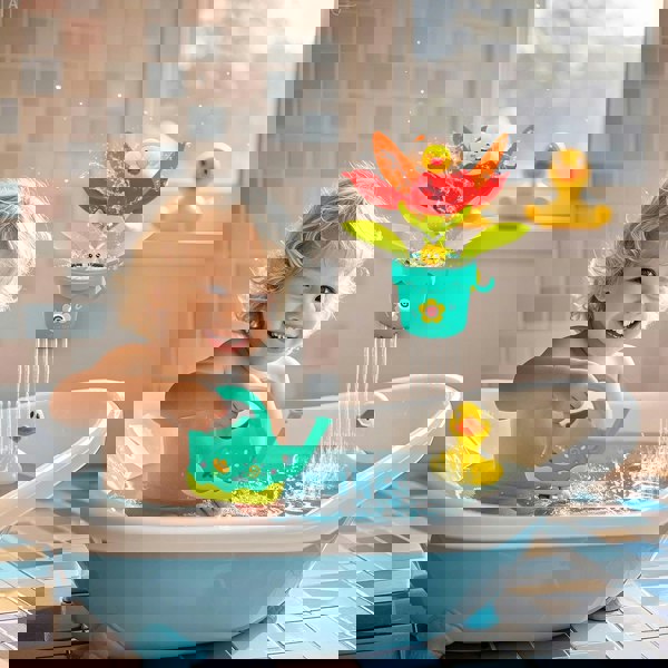 deAO Toys Sunflower Bath Sprinkler Toy – Pop-Up Blooming Flower with Strong Suction Cup & Cute Watering Can – Fun Water Play for Toddlers & Babies