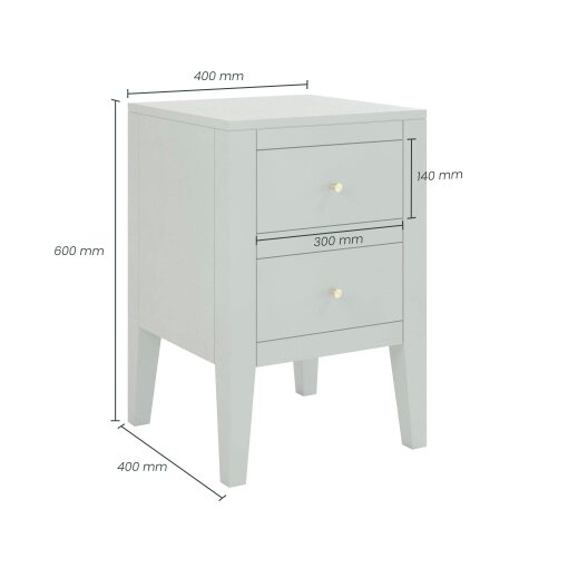 Wyld Haus Roma Pigeon Grey Wood Two Drawer Bedside Table