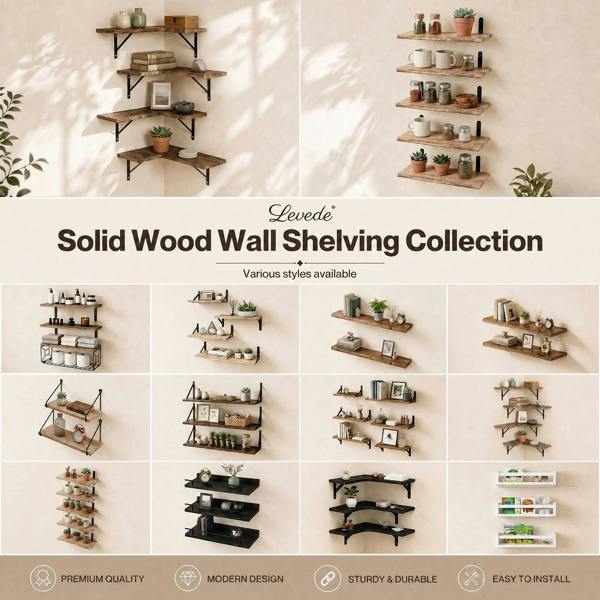 Levede Floating Shelves Wall Mounted Storage Collection Rustic Home Decor Shelf