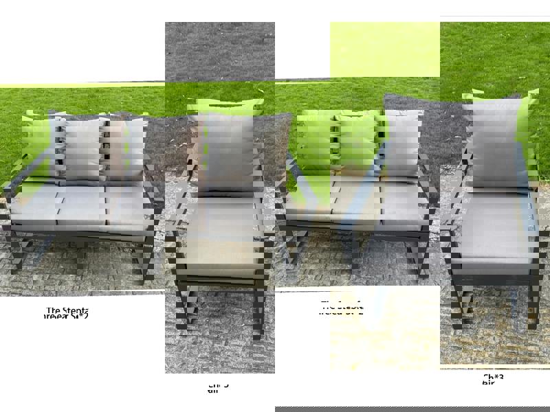 Fimous 9 Seater Aluminium Garden Furniture Set with Adjustable Rising Dining Table, 3 Chairs - Dark Grey