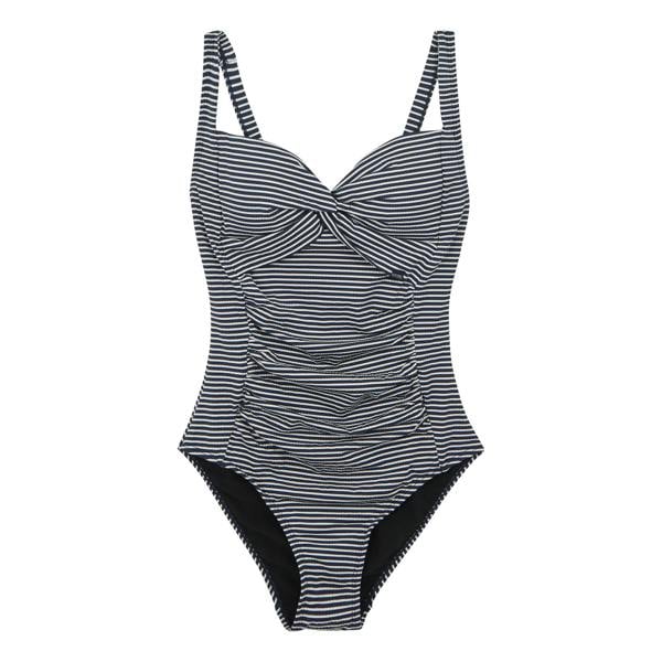 Regatta Womens Stripe Seersucker Tummy Control One Piece Swimsuit - Navy/White