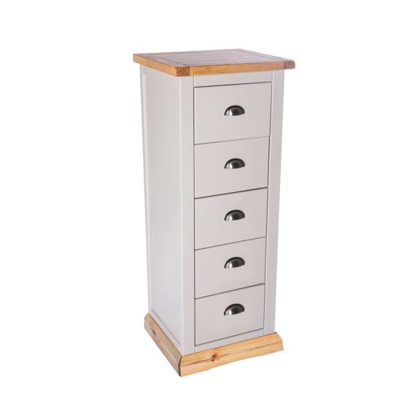 Cabinet Bits Bomporto 5 Drawer Narrow Chest of Drawers Chrome Cup Handle
