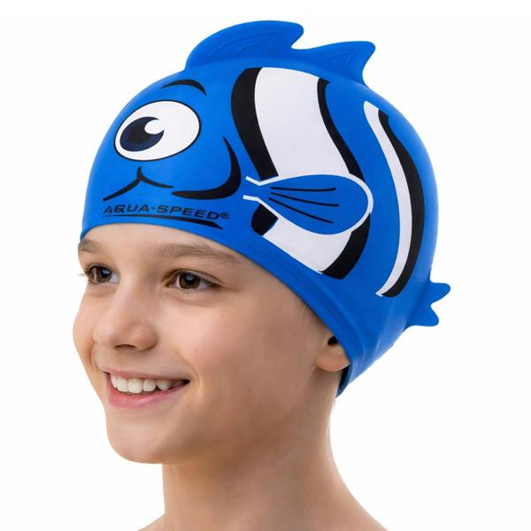 Aqua Speed Boys Nemo Patterned Swimming Cap | Silicone 3D Print Easy Fit Swim Cap for Kids