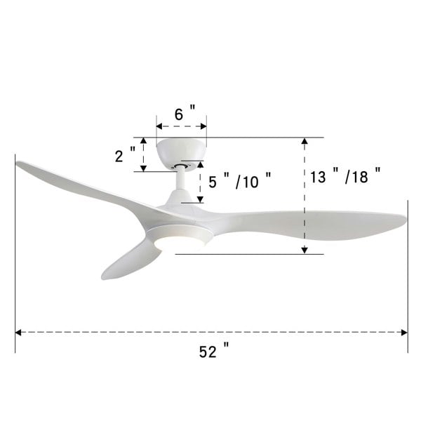 52inch Reversible Ceiling Fan W/Light Remote Control 3/5 Blades 5 Speed Timer Ceiling Light Living and Home
