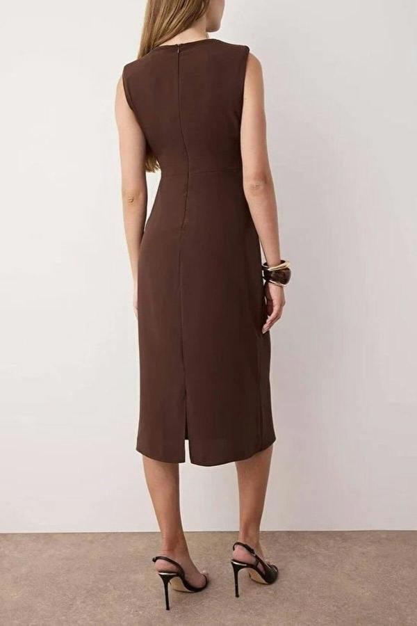 WOVCOR Midi Woven Dress with Accessory Details