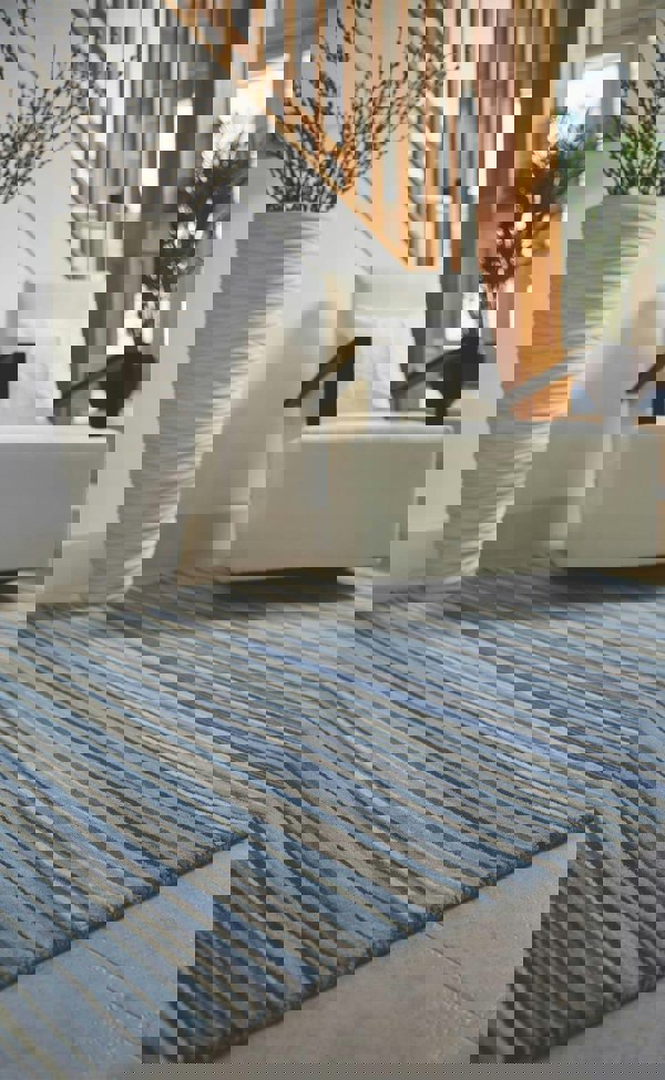 Fine Stripes Blue Wool Rug |Sustainable Home Decor |The Rugs