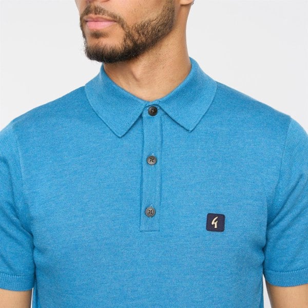 Gabicci V54GK04 Mens Jackson Short Sleeve Plain Knitted Polo Gabicci Vintage - AQUA