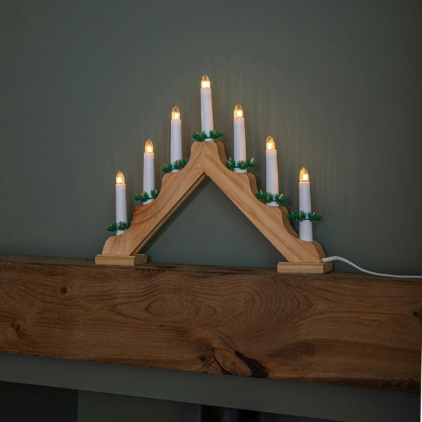 Samuel Alexander 40cm Light up Wooden Christmas Candlebridge with 7 Warm White LEDs