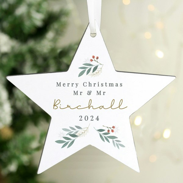 Personalised Memento Company Personalised Christmas Foliage Hanging Star Decoration