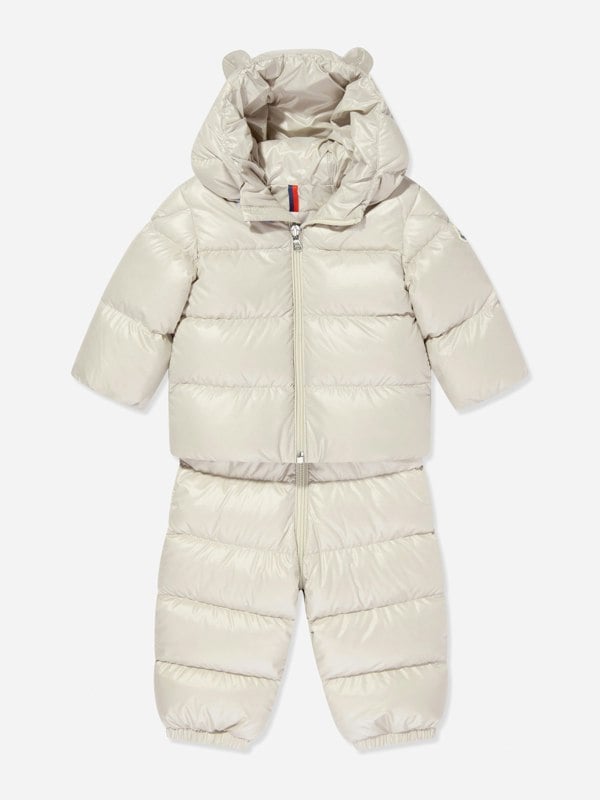 Moncler Enfant Baby Down Padded Snowsuit in Beige