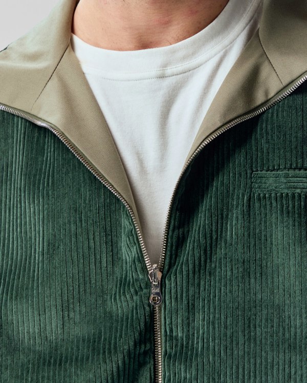 Frolickers Reversible Corduroy Bomber Jacket - Olive / Evergreen