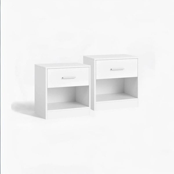 Modcraft Set of 2 Bedside Tables with Drawers and Shelf –  Nightstands for Bedroom or Living Room