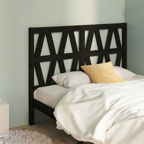 Berkfield Bed Headboard Black 126x4x100 cm Solid Wood Pine
