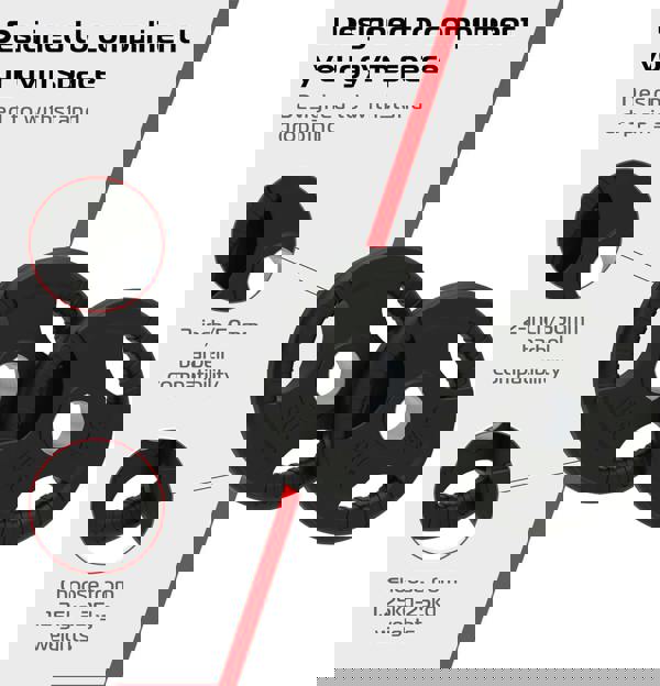 Black 5kg Olympic tri-grip rubber weight plates with textured grip, designed for 2-inch barbell compatibility and durability