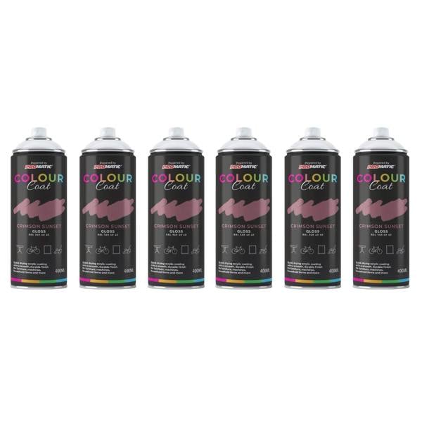 Colour Coat 6X Crimson Sunset RAL 340 40 40 Gloss Spray Paint 400ml