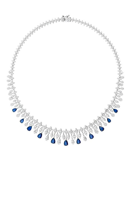 Latelita Duchess Sapphire Statement Necklace Silver
