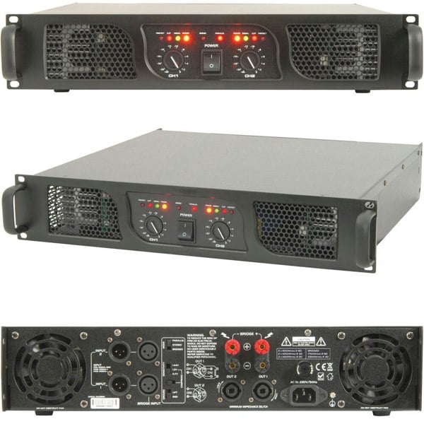 POWERFUL 2000W Stereo Power Amplifier 2 Ohm Studio Amp for Large Speaker Systems Loops