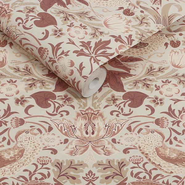 William Morris at Home Strawberry Thief Sienna Wallpaper