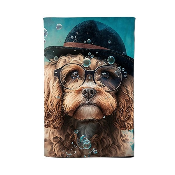 Warren Reed Cavapoo Dog Splashart Tea Towel