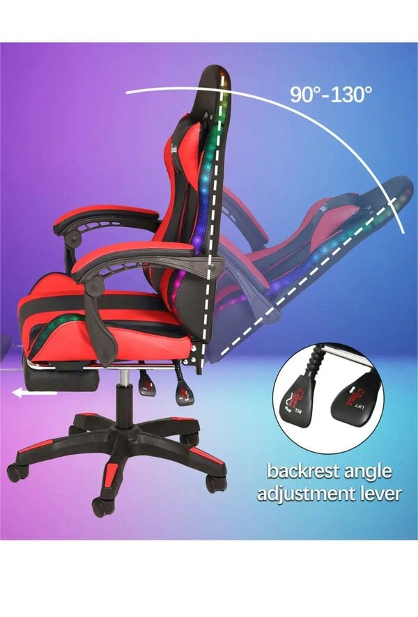 Groundlevel Premium LED Gaming Chair with Footrest