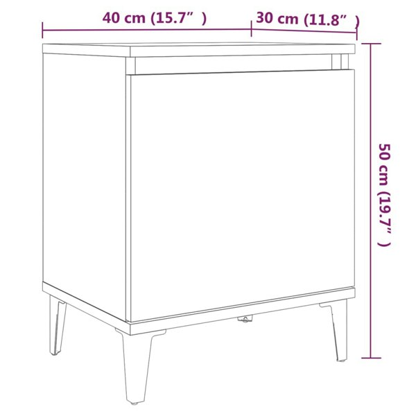 Berkfield Bed Cabinet with Metal Legs Brown Oak 40x30x50 cm