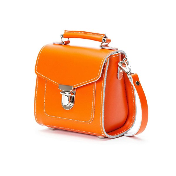 Zatchels Handmade Leather Sugarcube Handbag - Orange