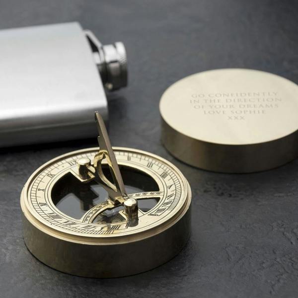 Personalised Engraved Sundial Compass - alternative angle