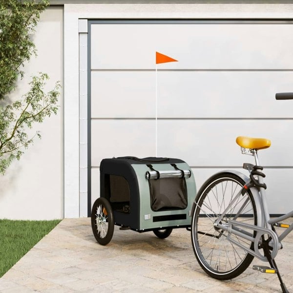 Berkfield Dog Bike Trailer Black and Grey Oxford Fabric and Iron