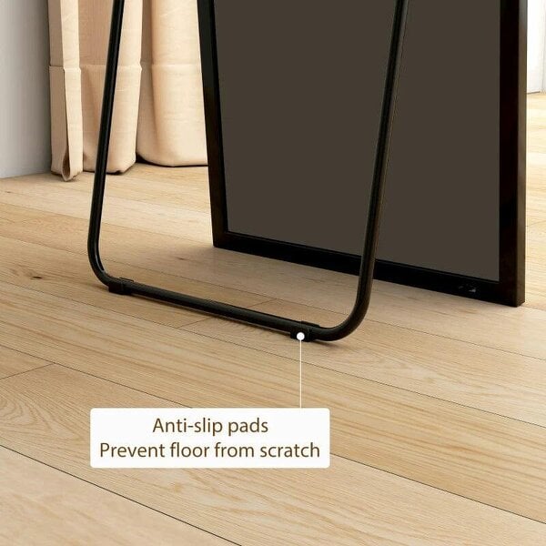 Bobobiy Full Length Mirror, Aluminium Alloy Framed Full Body Mirror with Tempered Glass, Standing or Wall Hanging, Black