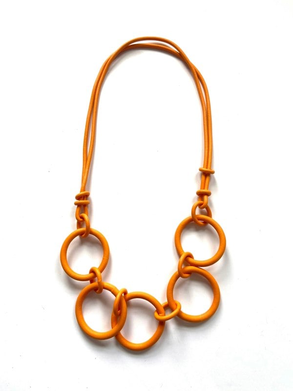 One Of A Kind Club Orange chunky rubber short necklace