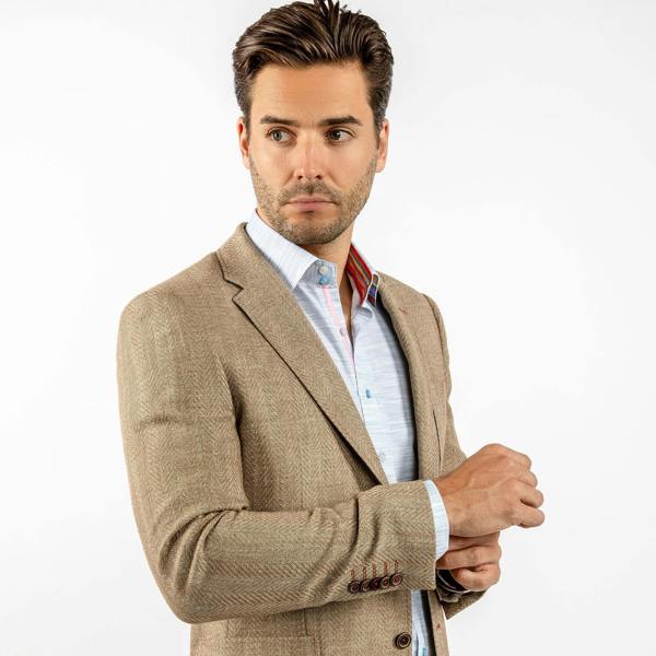 HERRINGBONE LIGHTWEIGHT SUMMER JACKET - Premium Men's Patterned Shirt by Claudio Lugli | Bold Design, Tailored Fit, Best Printed Shirts