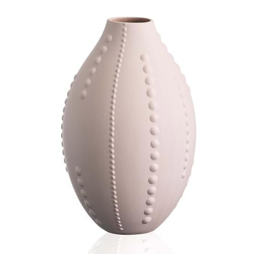 Diamante Matt Pink Smooth Earthenware Vase - 22cm