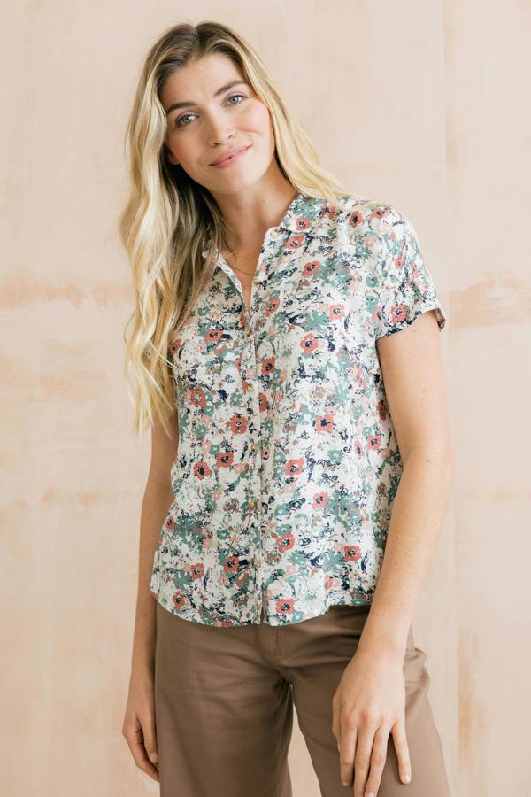 Lily & Me Saltgrass Printed Shirt Ecru