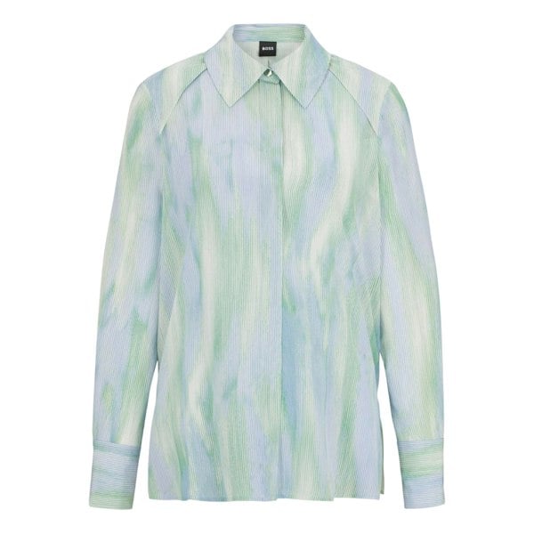 Boss Womens Bacie Silk Blouse - Blue/Green