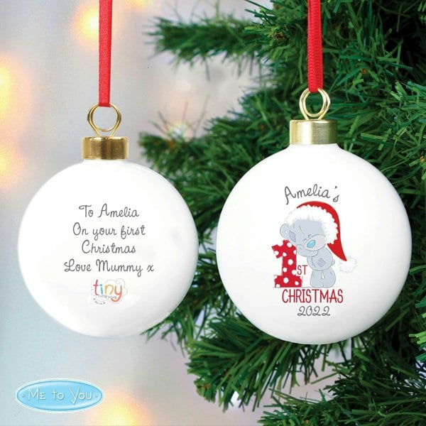 Personalised Memento Company Personalised Tiny Tatty Teddy 'My 1st Christmas' Bauble