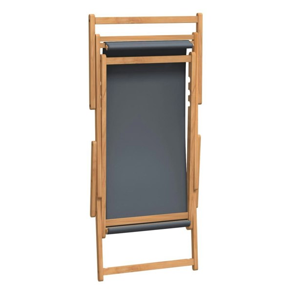 Berkfield Folding Beach Chair Solid Wood Teak Grey