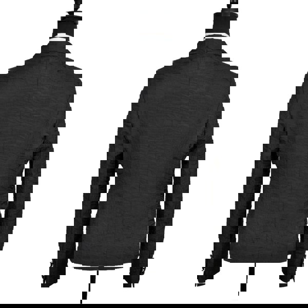 David WeJ Alfredo Cropped Double Breasted Jacquard Wave Print Tuxedo- Black