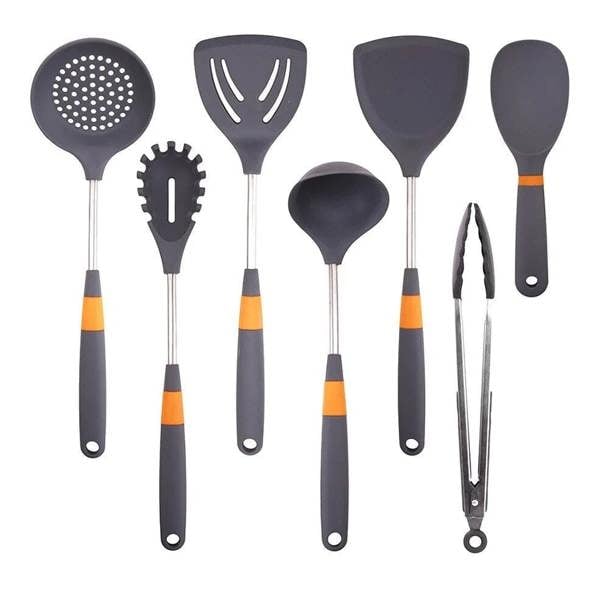Anygleam Cooking Utensil 5 Set Heat Resistant Tools Spatula Kit with 1 Tong and 1 Rice Spatula Kitchen Accessories Kitchenware for Nonstick Cookware