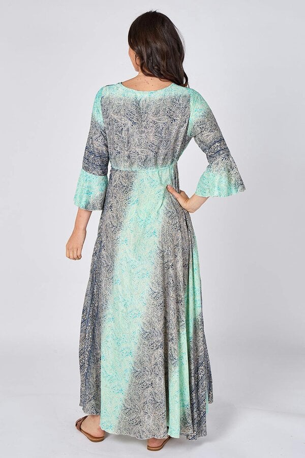 Boho Paisley Maxi Dress – Adjustable Tie Waist