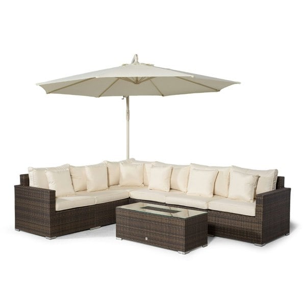 Giardino Havana 6 Seat Rattan Corner Sofa Set with Drinks Cooler Coffee Table