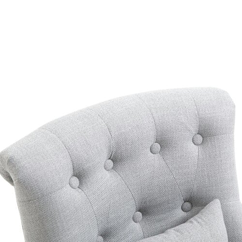 Wyld Haus Lifasu Fabric Grey Tub Style Accent Chair With Pillow And Solid Wood Legs
