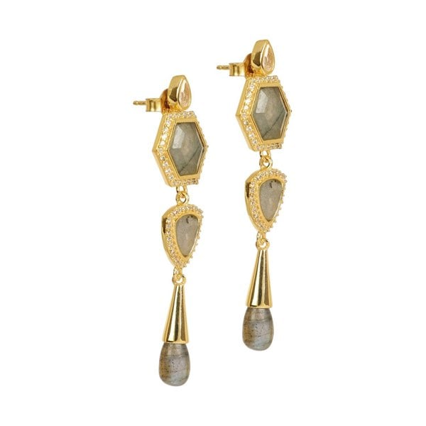 Lila Rasa Timeless Radiance Labradorite CZ Earrings & Necklace Party Set