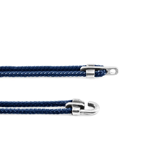 Anchor & Crew Navy Blue Canterbury Silver and Rope Bracelet