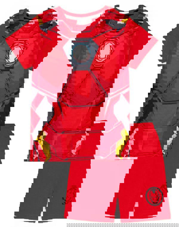 Disney Marvel BoysRed Iron Man Costume Character Print Short Sleeve Short Leg Pyjama Set