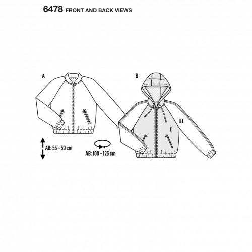 Burda Sewing Pattern 6478 Hoodies and Jackets For Women, 6 to 18 - Intermediate