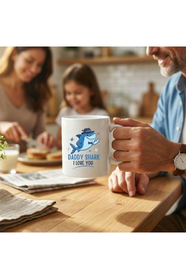 Dyzi Father's Day Daddy Shark I Love You Ceramic Coffee Mug 320ml
