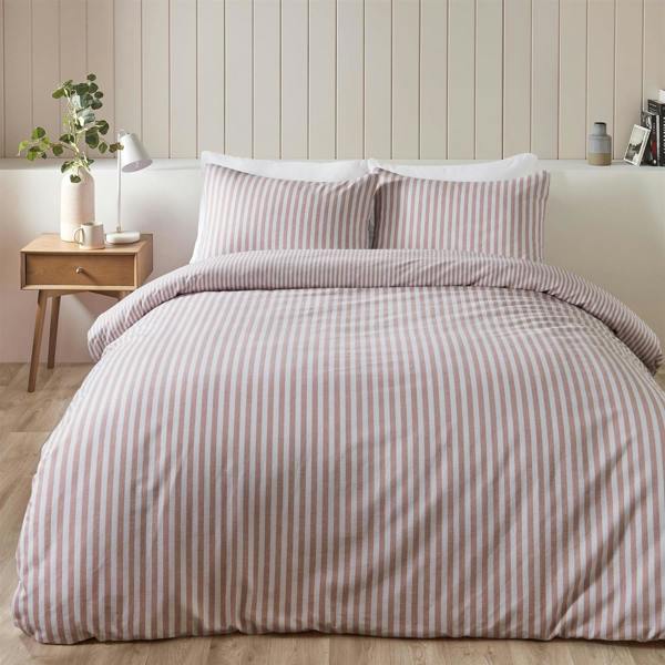 Brushed Stripe Blush Pink Duvet Cover Set