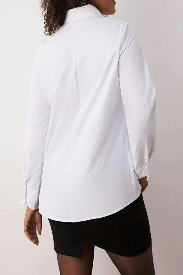 WOVCOR Long Sleeve Woven Plus Size Shirt with Bow Detail