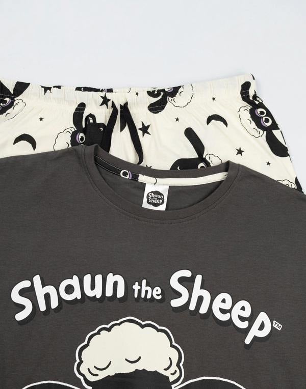 Shaun The Sheep Womens Grey Character Short Sleeve Long Leg Pyjama Set